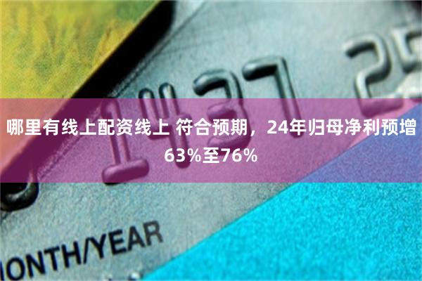 哪里有线上配资线上 符合预期,24年归母净利预增63%至76%