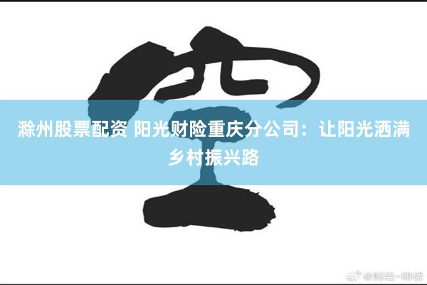 滁州股票配资 阳光财险重庆分公司：让阳光洒满乡村振兴路