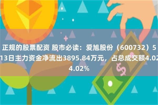 正规的股票配资 股市必读：爱旭股份（600732）5月13日主力资金净流出3895.84万元，占总成交额4.02%