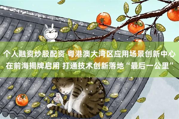 个人融资炒股配资 粤港澳大湾区应用场景创新中心在前海揭牌启用 打通技术创新落地“最后一公里”